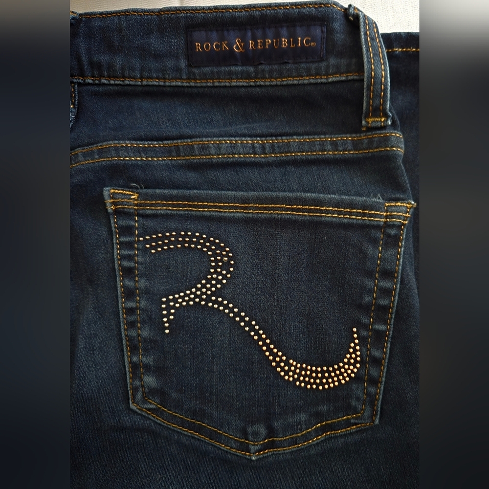 Rock & Republic Jeans Sz 8 Slim Dark Wash Euc - Picture 4 of 8
